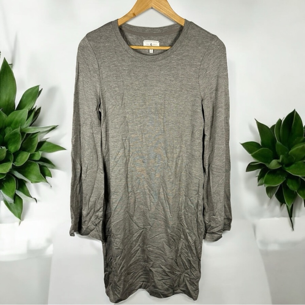 Lou & Grey Oversized Long Sleeve Rayon Stretch Sweater Heather Gray Dress XS